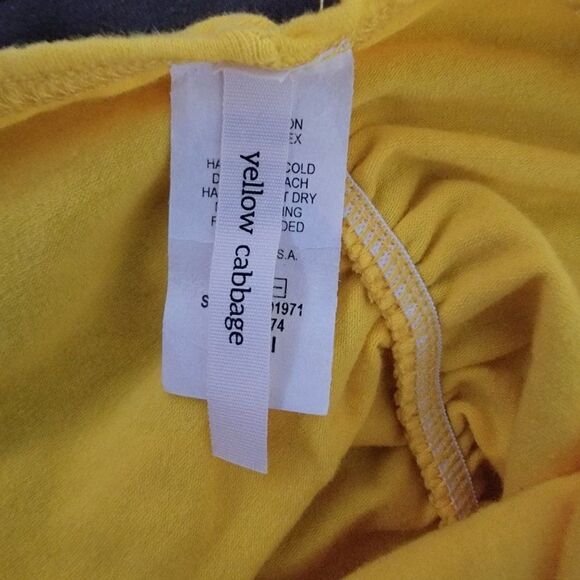 Yellow Cabbage Womens Yellow V Neck Spaghetti Strap Scrunch Mini Dress Sz Small - Picture 2 of 5
